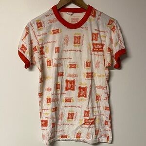 Vintage 5050 Miller High Life All-Over Print Graphic Tee 70’s Ringer Tee